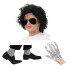 Kit Michael Jackson com Luva e meias de Lantejoulas Prateadas e Peruca