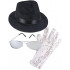 Kit Michael Jackson com Luvas de Lantejoulas Prateadas Óculos e Chapéu