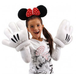 Luvas e Tiara com Fita da Minnie Mouse Disney Clássica