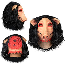 Máscara Billy de Jogos Mortais Saw Jigsaw Pig Porco Adulto Luxo