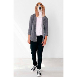 Máscara de Cachorro Basset Vinil Animal Luxo