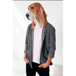 Máscara de Cachorro Basset Vinil Animal Luxo