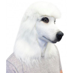 Máscara de Cachorro Poodle Branco Vinil Animal Luxo