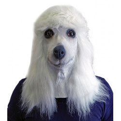 Máscara de Cachorro Poodle Branco Vinil Animal Luxo