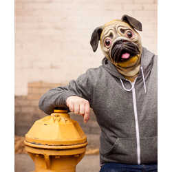 Máscara de Cachorro Pug Vinil Animal Luxo