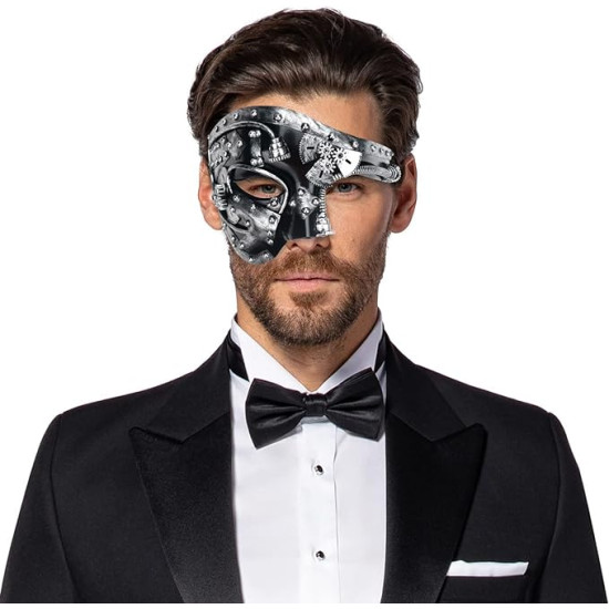 Máscara Fantasma da Ópera Adulto Cinza