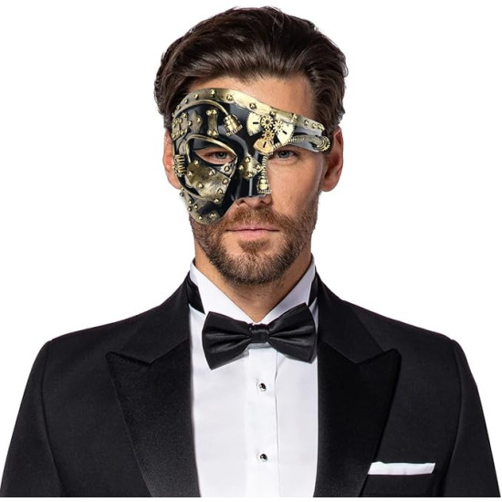 Máscara Fantasma da Ópera Adulto Dourada