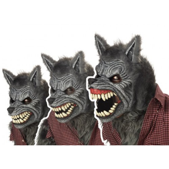 Máscara Lobo Lobisomem Luxo Adulto Motion Cinza Máscara Lobo Lobisomem Luxo Adulto Motion Cinza