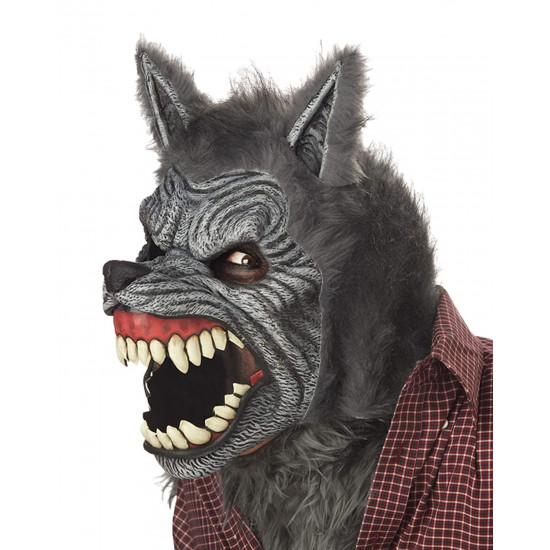 Máscara Lobo Lobisomem Luxo Adulto Motion Cinza Máscara Lobo Lobisomem Luxo Adulto Motion Cinza