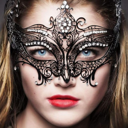 Máscara Mascarada Fantasma da Ópera Preta Feminino Adulto