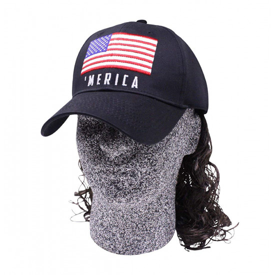 Boné Disfarce Cabelo Preto