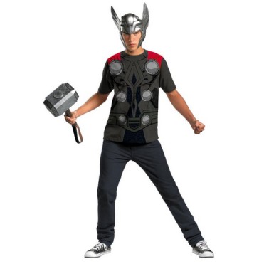 Camiseta e Capacete Adulto do Thor Luxo Camiseta e Capacete Adulto do Thor Luxo