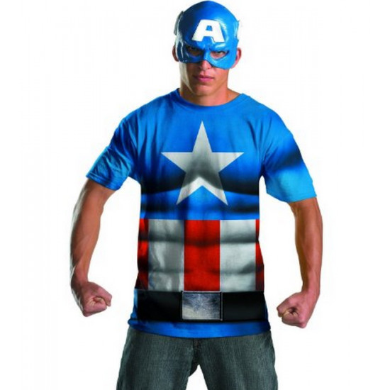 Camiseta e Máscara do Capitão América Os Vingadores Camiseta e Máscara do Capitão América Os Vingadores