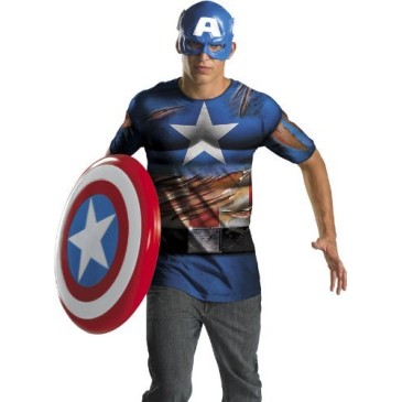 Camiseta e Máscara do Capitão América Os Vingadores Camiseta e Máscara do Capitão América Os Vingadores