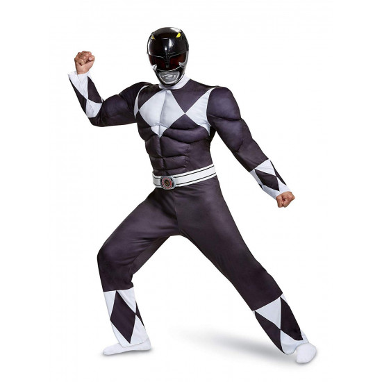 Fantasia Adulto Power Rangers Preto Luxo Novo