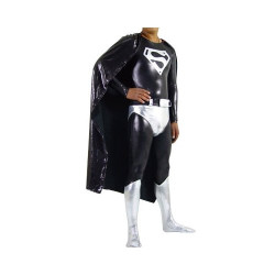 Fantasia Adulto Superboy Super Homem Spandex Prata e Preto