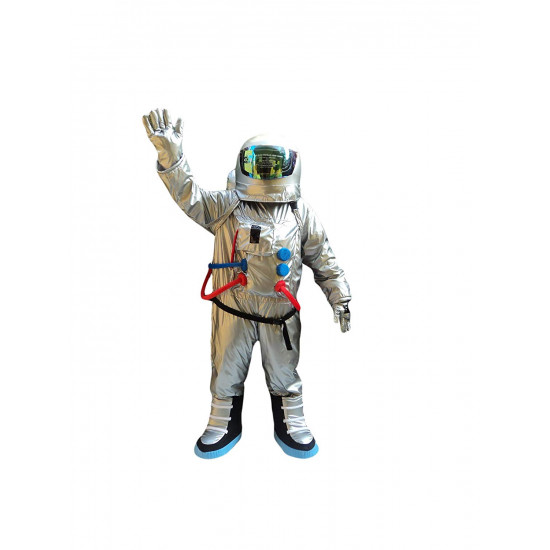 Fantasia Astronauta do Espaço Adulto Mascote Prata