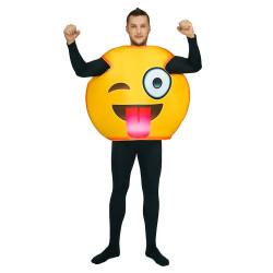 Fantasia Emoji Piscando Adulto Luxo