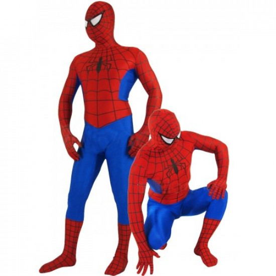 Fantasia Homem Aranha Adulto Spandex Vermelho e Azul 3 Fantasia Homem Aranha Adulto Spandex Vermelho e Azul 3