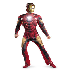 Fantasia Homem de Ferro Adulto com Luz no Peito Super Luxo