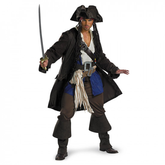 Fantasia De Pirata Masculino Adulto Cosplay Caribe Jack Luxo