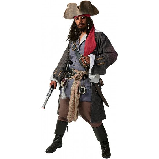 Fantasia Jack Sparrow Piratas do Caribe Realistico Luxo