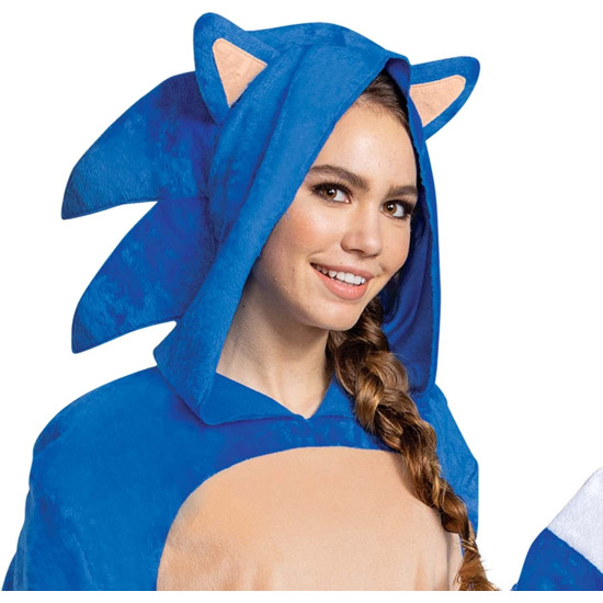 Fantasia Sonic the Hedgehog Luxo Macacão Clássico Adulto Fantasia Sonic the Hedgehog Luxo Macacão Clássico Adulto