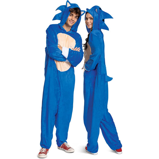 Fantasia Sonic the Hedgehog Luxo Macacão Clássico Adulto Fantasia Sonic the Hedgehog Luxo Macacão Clássico Adulto