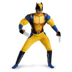 Fantasia Wolverine X Men Adulto Luxo com Músculo