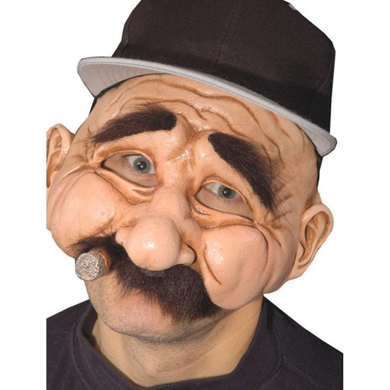 Máscara Homem Velho Vovô Fumando Adulto Luxo Máscara Homem Velho Vovô Fumando Adulto Luxo