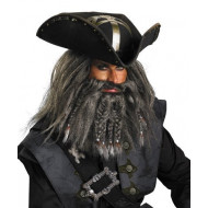 Peruca e Barba do Pirata Barba Negra Piratas do Caribe