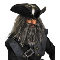 Peruca e Barba do Pirata Barba Negra Piratas do Caribe