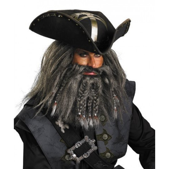 Peruca e Barba do Pirata Barba Negra Piratas do Caribe Peruca e Barba do Pirata Barba Negra Piratas do Caribe