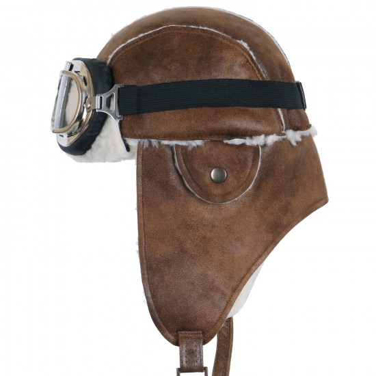 Touca e Óculos Aviador Marrom Luxo