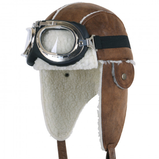 Touca e Óculos Aviador Marrom Luxo