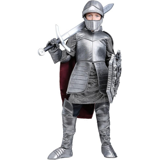 Fantasia Cavaleiro Guerreiro Real Medieval Infantil Luxo