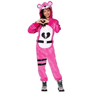 Fantasia Fortnite Urso Rosa Infantil Luxo Fantasia Fortnite Urso Rosa Infantil Luxo