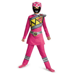 Fantasia Power Rangers Dino Charger Infantil Rosa Clássica