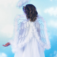 Fantasia Asa Infantil Anjo Celeste Branco Luxo 