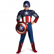 Fantasia Capitão América Músculos e Luz Infantil Luxo
