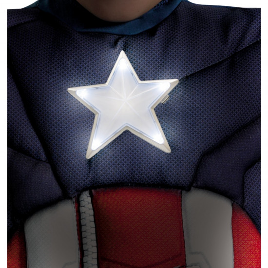 Fantasia Capitão América Músculos e Luz Infantil Luxo Fantasia Capitão América Músculos e Luz Infantil Luxo