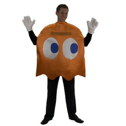 Fantasia Fantasma Laranja PacMan Luxo Adulto