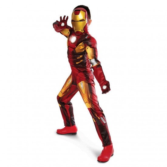 Fantasia Homem de Ferro Infantil com Músculos e Luz no Peito Fantasia Homem de Ferro Infantil com Músculos e Luz no Peito