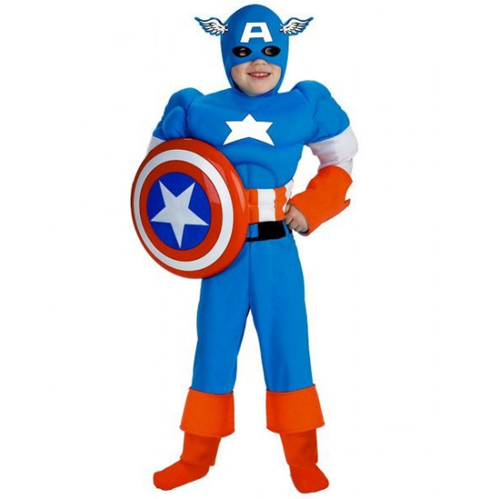 Fantasia Infantil Capitão América com Músculos Fantasia Infantil Capitão América com Músculos