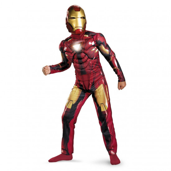 Fantasia Infantil com Músculos e Luz no Peito Homem de Ferro Iron Man