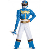 Fantasia Power Rangers Azul Megaforce Músculo Infantil