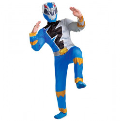 Fantasia Power Rangers Dino Fury Azul Infantil Luxo