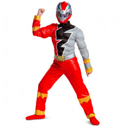 Fantasia Power Rangers Dino Fury Vermelho Infantil Luxo