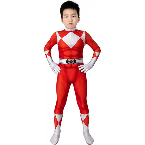 Fantasia Power Rangers Vermelha Infantil Luxo Fantasia Power Rangers Vermelha Infantil Luxo