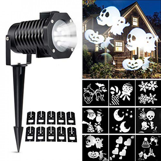 Projetor de Luz Laser Led Festas com 10 Motivos Branco